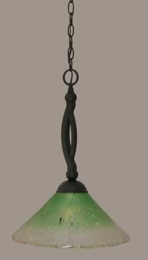 Bow Pendant Shown In Matte Black Finish With 12" Kiwi Green Crystal Glass