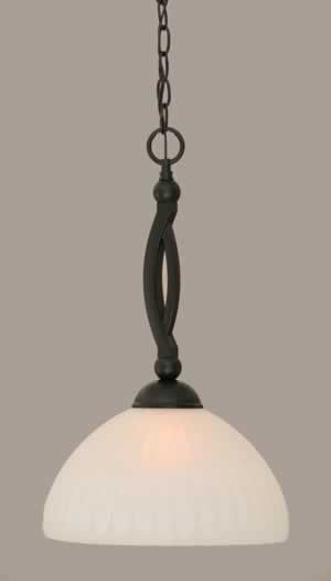 Bow Pendant Shown In Matte Black Finish With 14" Alabaster Pumpkin Glass