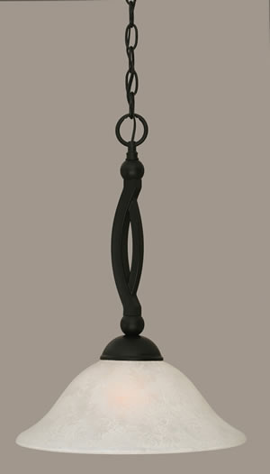 Bow Pendant Shown In Matte Black Finish With 12" White Marble Glass