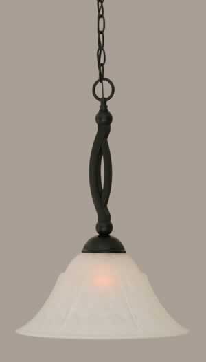 Bow Pendant Shown In Matte Black Finish With 14" White Marble Glass