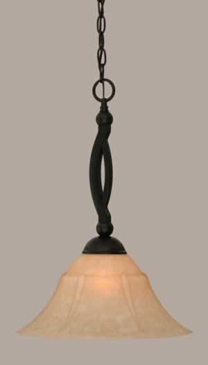 Bow Pendant Shown In Matte Black Finish With 14" Italian Marble Glass
