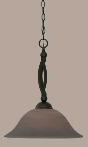 Bow Pendant Shown In Matte Black Finish With 16" Gray Linen Glass