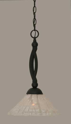 Bow Pendant Shown In Matte Black Finish With 12" Italian Ice Glass