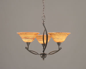 Bow 3 Light Chandelier Shown In Black Copper Finish With 10" Firré Saturn Glass