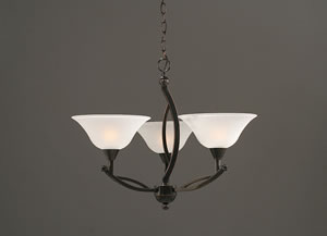 Bow 3 Light Chandelier Shown In Black Copper Finish With 10" Dew Drop Glass