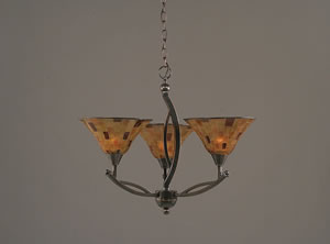 Bow 3 Light Chandelier Shown In Black Copper Finish With 10" Penshell Resin Shade