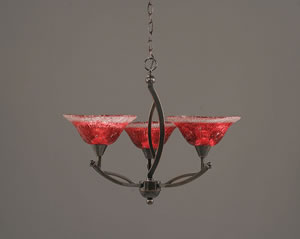 Bow 3 Light Chandelier Shown In Black Copper Finish With 10" Raspberry Crystal Glass