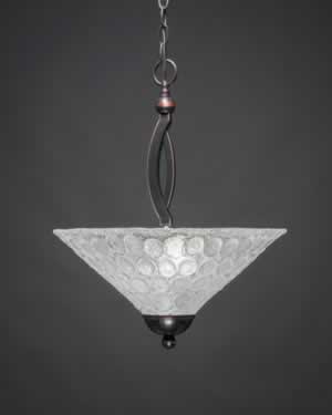 Bow Pendant With 2 Bulbs Shown In Black Copper Finish With 16" Italian Bubble Glass