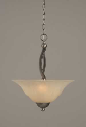 Bow Pendant With 2 Bulbs Shown In Brushed Nickel Finish With 16" Amber Marble Glass