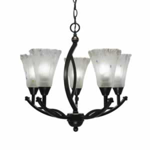Bow 5 Light Chandelier Shown In Black Copper Finish With 5.5" Frosted Crystal Glass