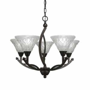 Bow 5 Light Chandelier Shown In Bronze Finish With 7" Italian Bubble Glass