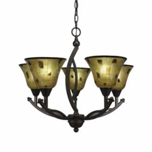 Bow 5 Light Chandelier Shown In Bronze Finish With 7" Penshell Resin Shade"