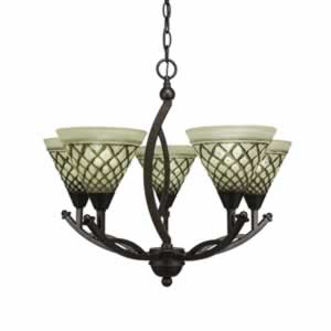 Bow 5 Light Chandelier Shown In Bronze Finish With 7" Chocolate Icing Glass