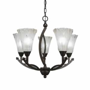 Bow 5 Light Chandelier Shown In Bronze Finish With 5.5" Frosted Crystal Glass