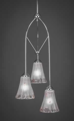 Contempo 3 Light Multi Mini Pendant With Hang Straight Swivel Shown In Chrome Finish With 5.5" Fluted Frosted Crystal Glass