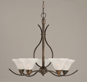 Swoop 5 Light Chandelier Shown In Bronze Finish With 7" Italian Bubble Glass