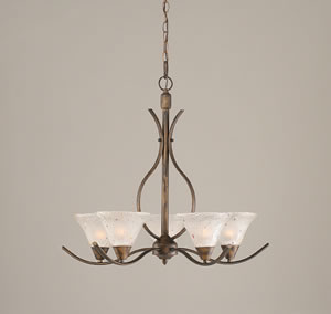 Swoop 5 Light Chandelier Shown In Bronze Finish With 7" Frosted Crystal Glass