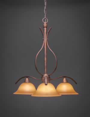 Swoop 3 Light Chandelier Shown In Bronze Finish With 10" Cayenne Linen Glass