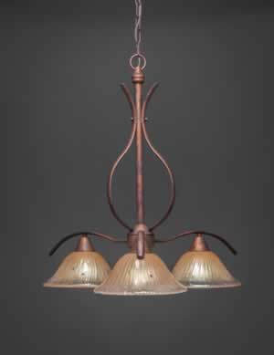 Swoop 3 Light Chandelier Shown In Bronze Finish With 10" Amber Crystal Glass
