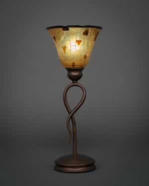 Leaf Table Lamp Shown In Bronze Finish With 7" Penshell Resin Shade