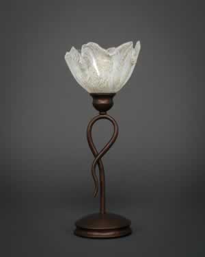 Leaf Table Lamp Shown In Bronze Finish With 7" Italian Ice Glass