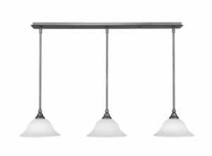 3 Light Multi Light Mini Pendant With Hang Straight Swivels Shown In Brushed Nickel Finish With 10" White Linen Glass