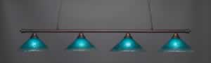 Oxford 4 Light Billiard Light Shown In Bronze Finish With 16" Teal Crystal Glass