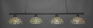 Oxford 4 Light Bar Shown In Matte Black Finish With 16" Crescent Tiffany Glass