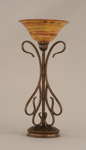Swan Table Lamp Shown In Bronze Finish With 10" Firré Saturn Glass