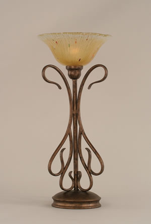 Swan Table Lamp Shown In Bronze Finish With 10" Amber Crystal Glass