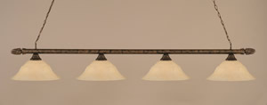 Round 4 Light Billiard Light Shown In Bronze Finish With 16" Amber Marble Glass