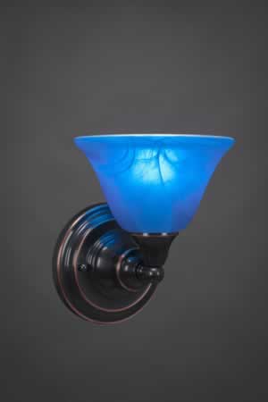 Wall Sconce Shown In Black Copper Finish With 7" Blue Italian Glass