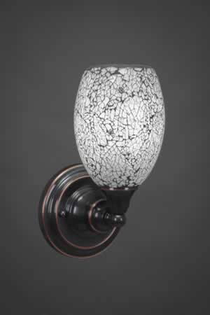 Wall Sconce Shown In Black Copper Finish With 5" Black Fusion Glass