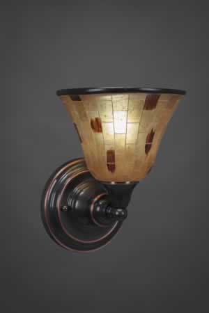 Wall Sconce Shown In Black Copper Finish With 7" Penshell Resin Shade