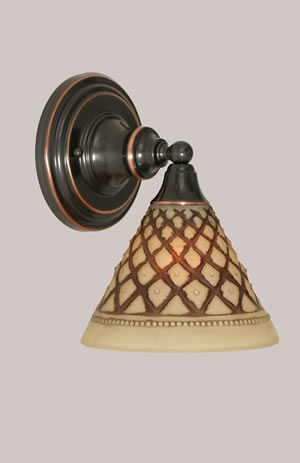 Wall Sconce Shown In Black Copper Finish With 7" Chocolate Icing Glass