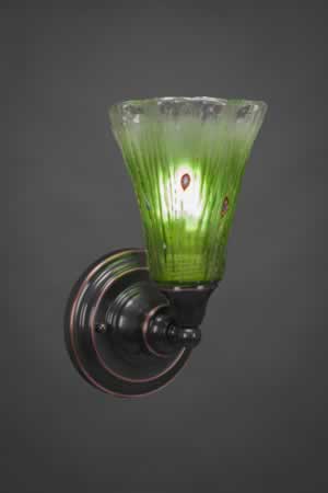 Wall Sconce Shown In Black Copper Finish With 5.5" Kiwi Green Crystal Glass