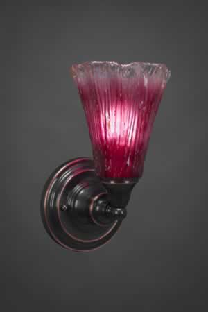 Wall Sconce Shown In Black Copper Finish With 5.5" Raspberry Crystal Glass