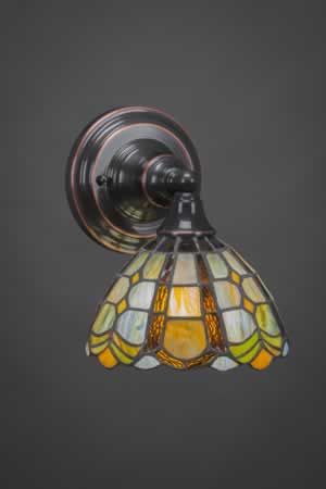 Wall Sconce Shown In Black Copper Finish With 7" Paradise Tiffany Glass