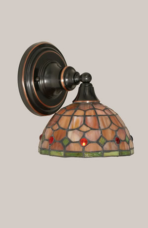 Wall Sconce Shown In Black Copper Finish With 7" Rosetta Tiffany Glass