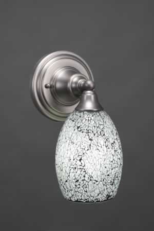 Wall Sconce Shown In Brushed Nickel Finish With 5" Black Fusion Glass