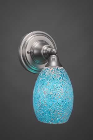 Wall Sconce Shown In Brushed Nickel Finish With 5" Turquoise Fusion Glass