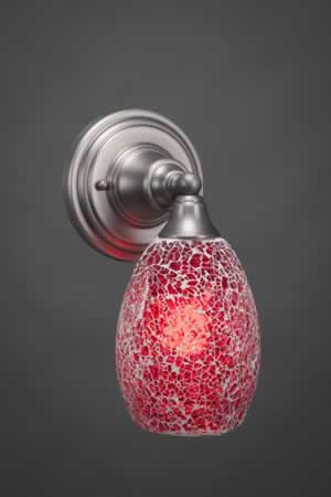 Wall Sconce Shown In Brushed Nickel Finish With 5" Red Fusion Glass