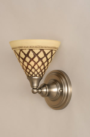 Wall Sconce Shown In Brushed Nickel Finish With 7" Chocolate Icing Glass