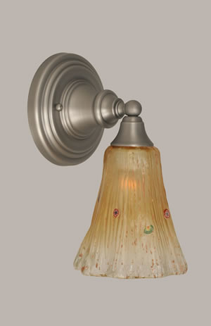 Wall Sconce Shown In Brushed Nickel Finish With 5.5" Amber Crystal Glass