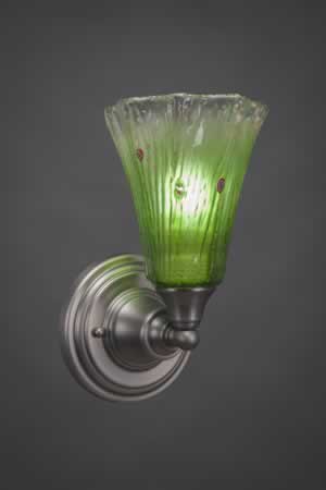 Wall Sconce Shown In Brushed Nickel Finish With 5.5" Kiwi Green Crystal Glass
