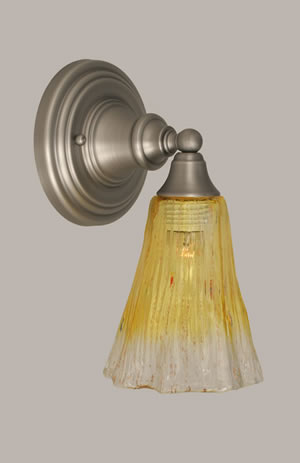 Wall Sconce Shown In Brushed Nickel Finish With 5.5" Gold Champagne Crystal Glass