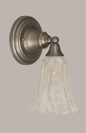 Wall Sconce Shown In Brushed Nickel Finish With 5.5" Italian Ice Glass
