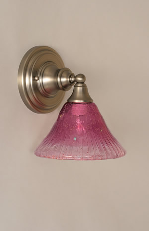 Wall Sconce Shown In Brushed Nickel Finish With 7" Wine Crystal Glass