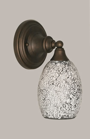 Wall Sconce Shown In Bronze Finish With 5" Black Fusion Glass