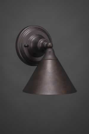 Wall Sconce Shown In Bronze Finish With 7" Bronze Cone Metal Shade